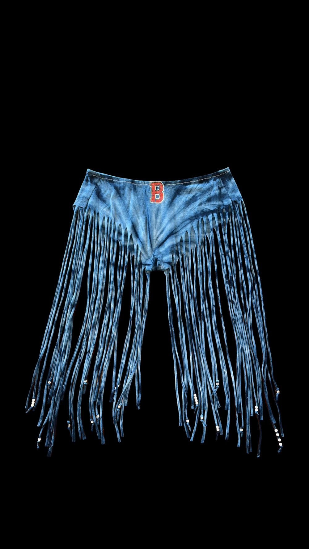 Upcycled Beechcraft Tie Dye Fringe Festival Shorts