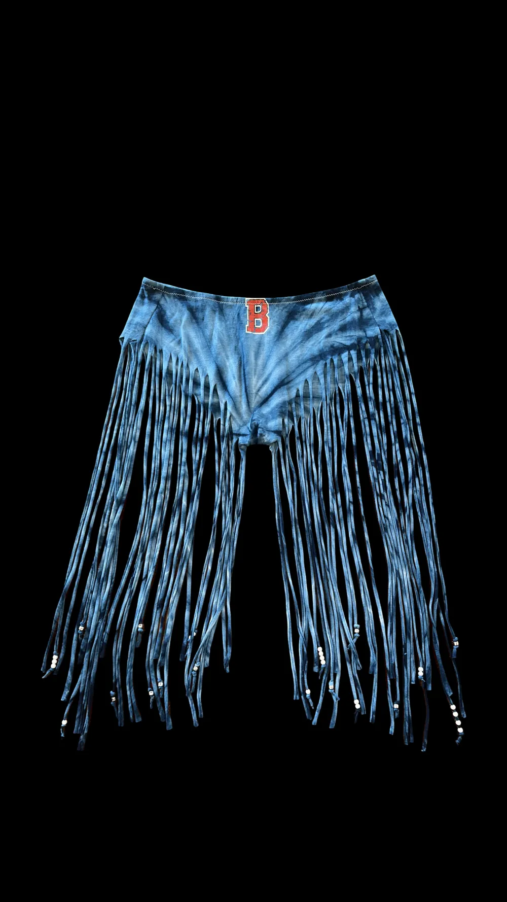 Upcycled Beechcraft Tie Dye Fringe Festival Shorts