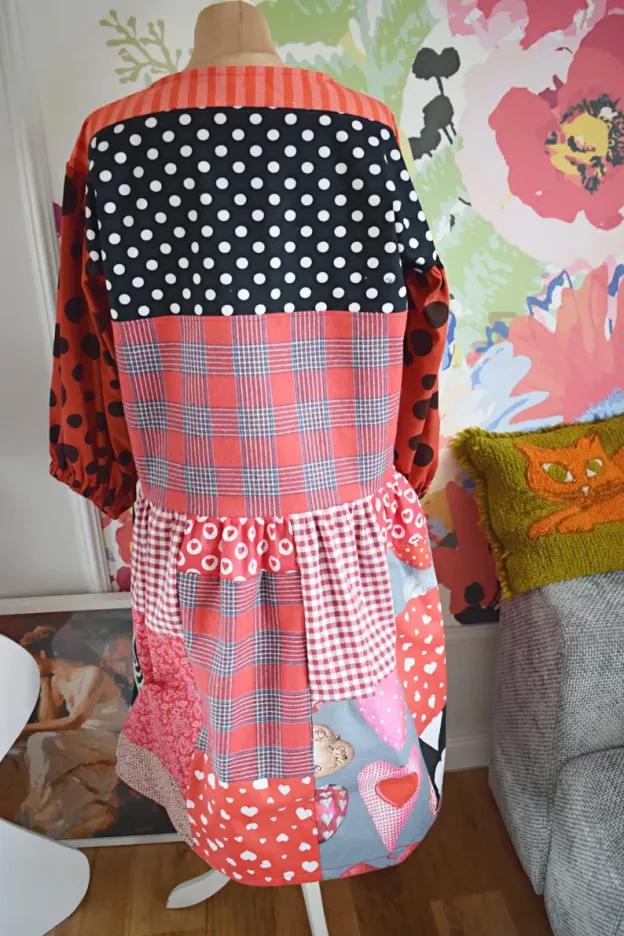 Heart Rose Polka Dot Patchwork Midi Dress