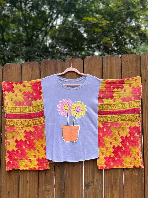 HAPPY FLOWERS lavender Mix & Match Tee