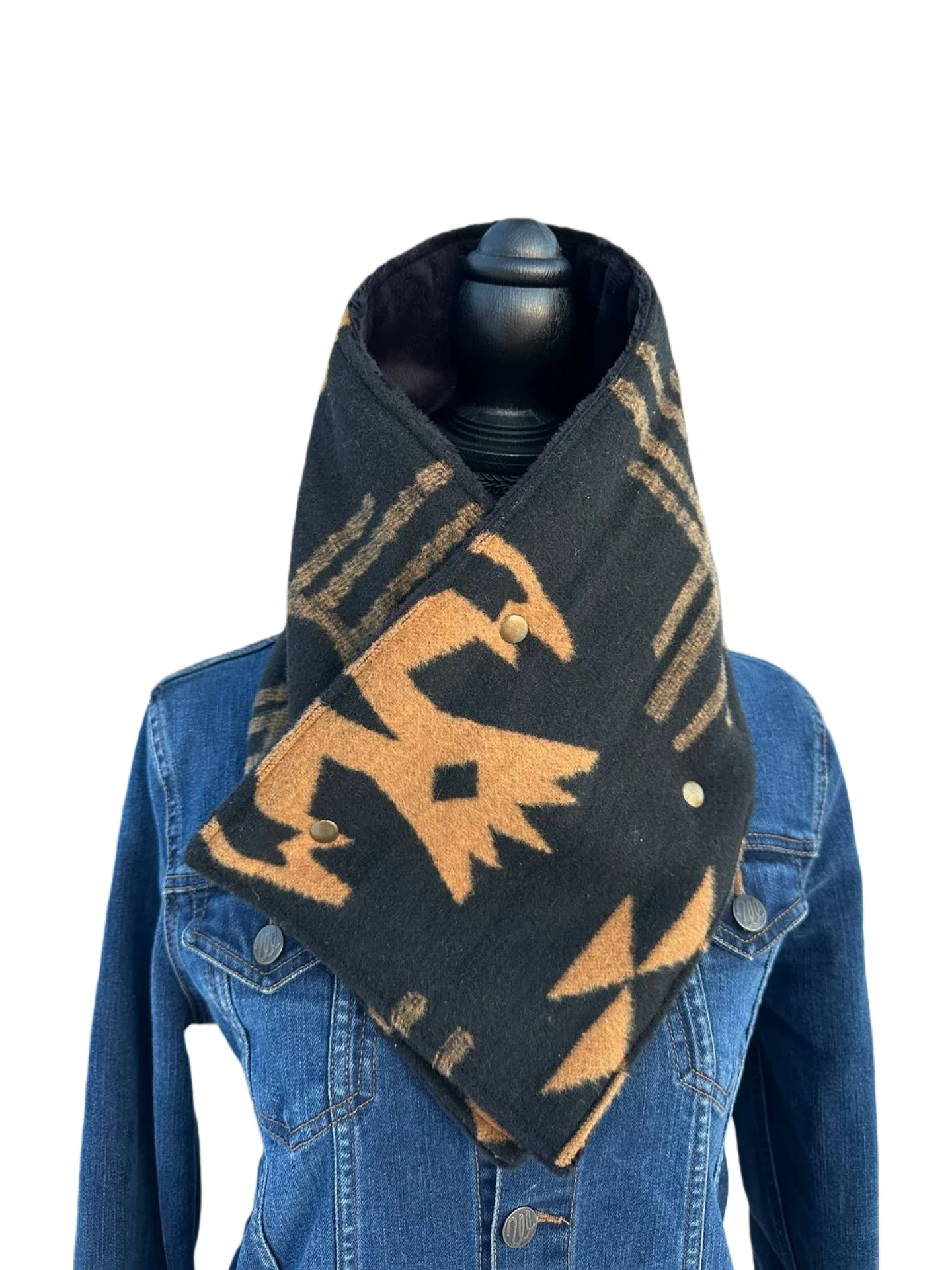Western Black Aztec Warm Neck Hood