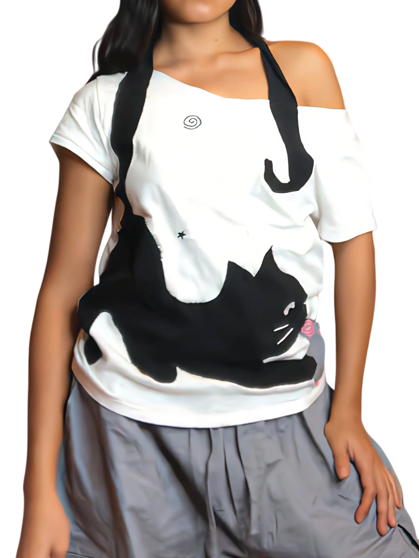 Women's white and black T-shirt