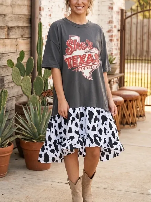 Texan Upcycled Tee Dress