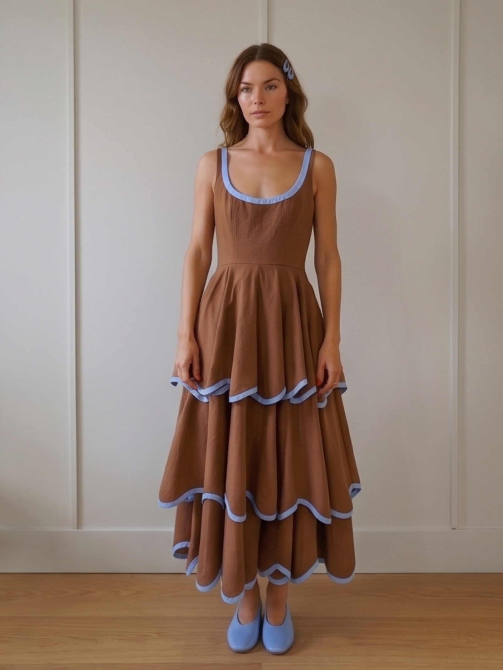 The Layered Scallop Midi-Coffee