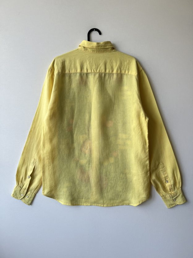 Pomegranate Print Cotton Linen Patchwork Long Sleeve Shirt