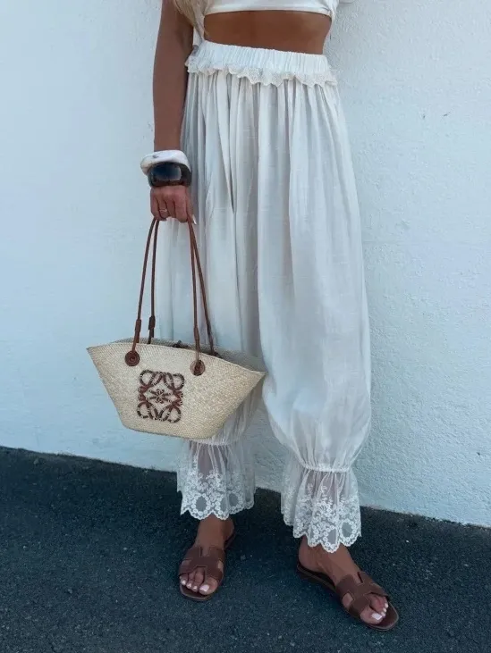 Glenys Cream Viscose Trousers