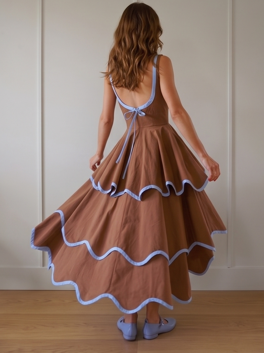 The Layered Scallop Midi-Coffee