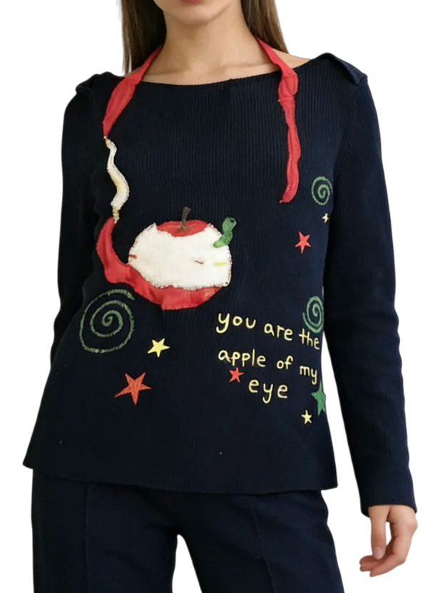 Printed long-sleeved top