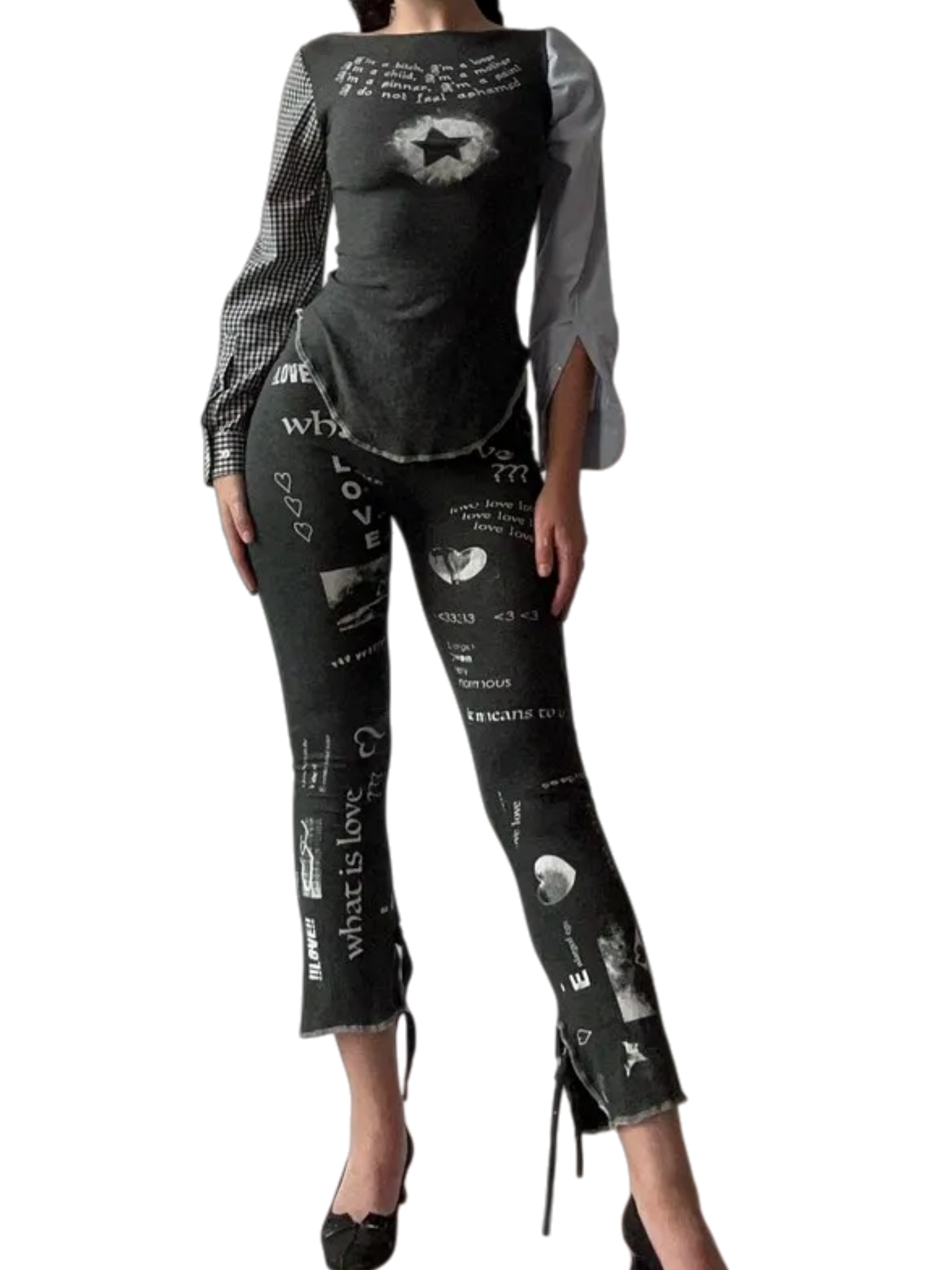 Printed low-rise pants