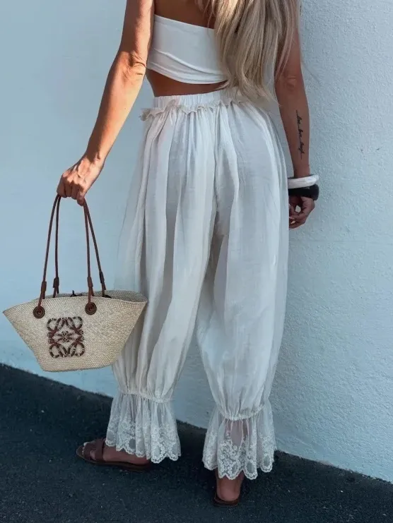 Glenys Cream Viscose Trousers