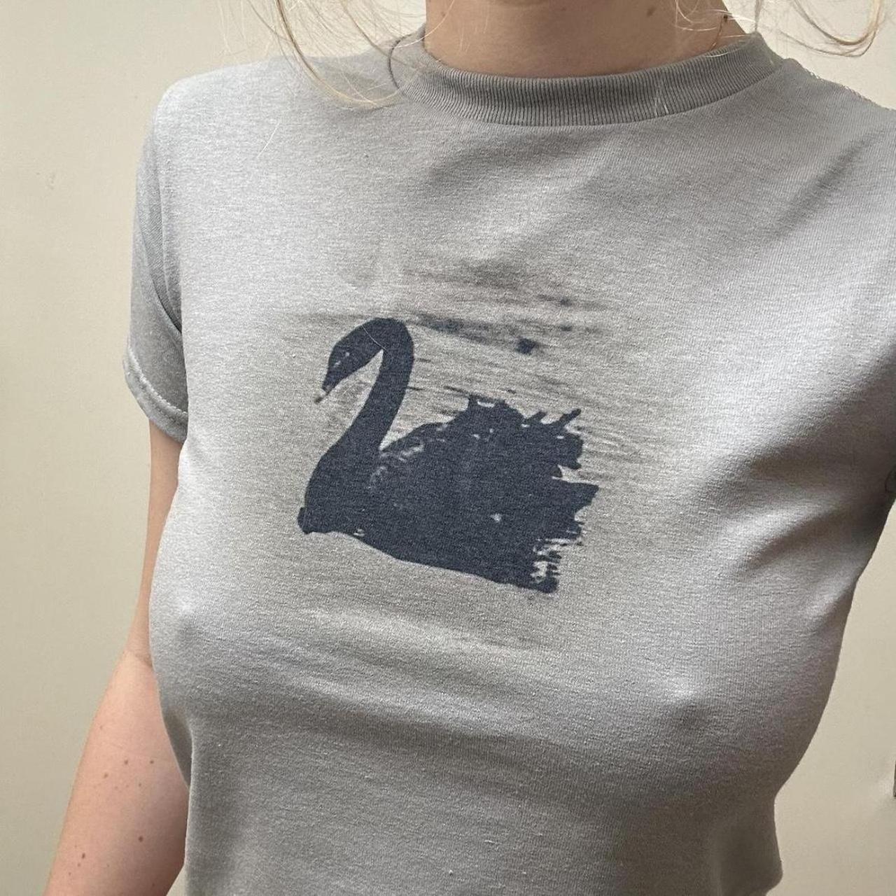 Women's Grey and Black T-shirt