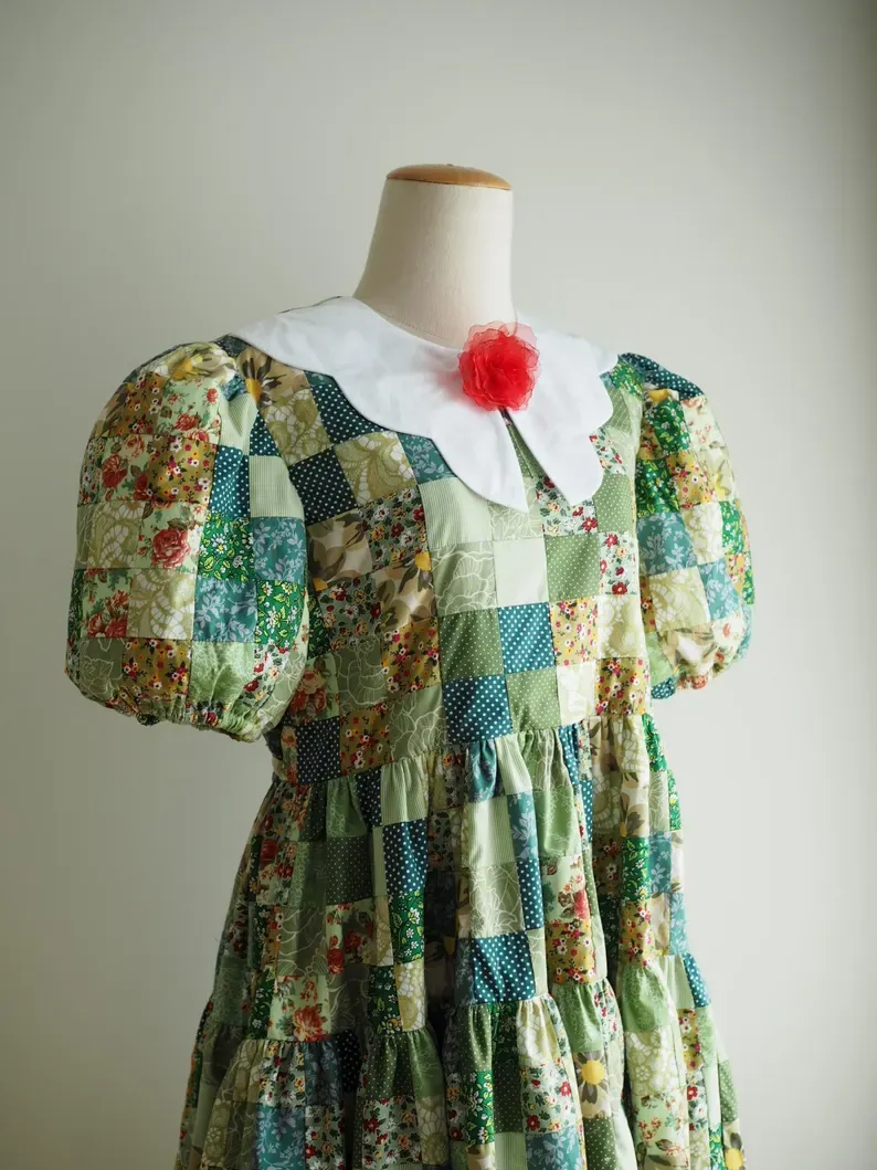 Floral Patchwork Babydoll Tiered Mini Dress