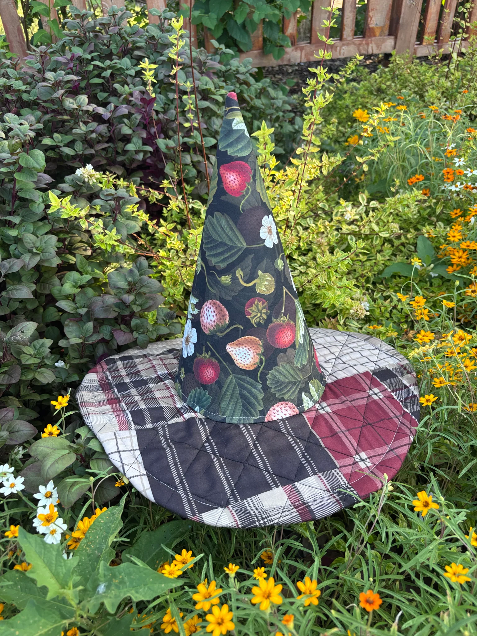 Strawberry Quilted Witch Hat