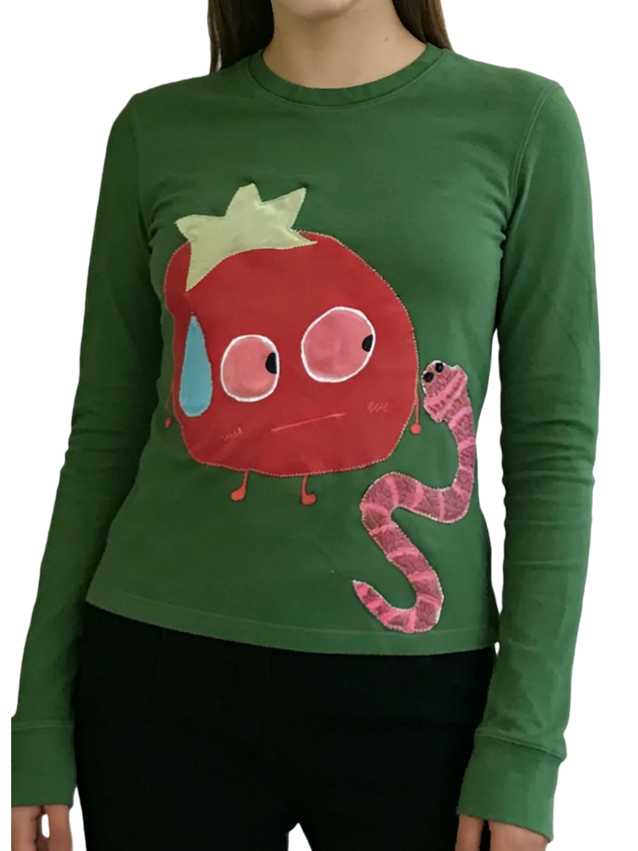 Printed long-sleeved top