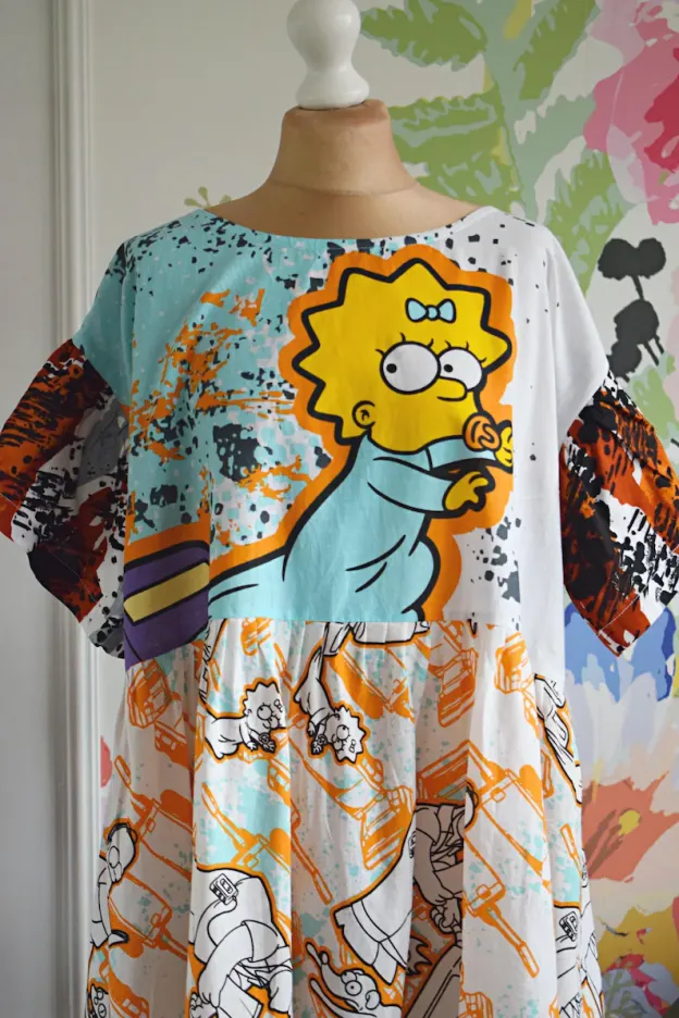 Original The Simpsons Cartoon Patchwork Midi Dress