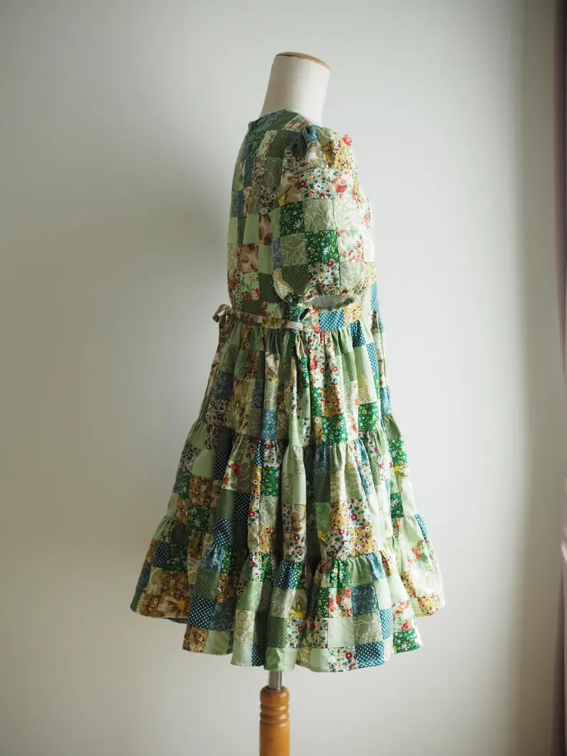 Floral Patchwork Babydoll Tiered Mini Dress