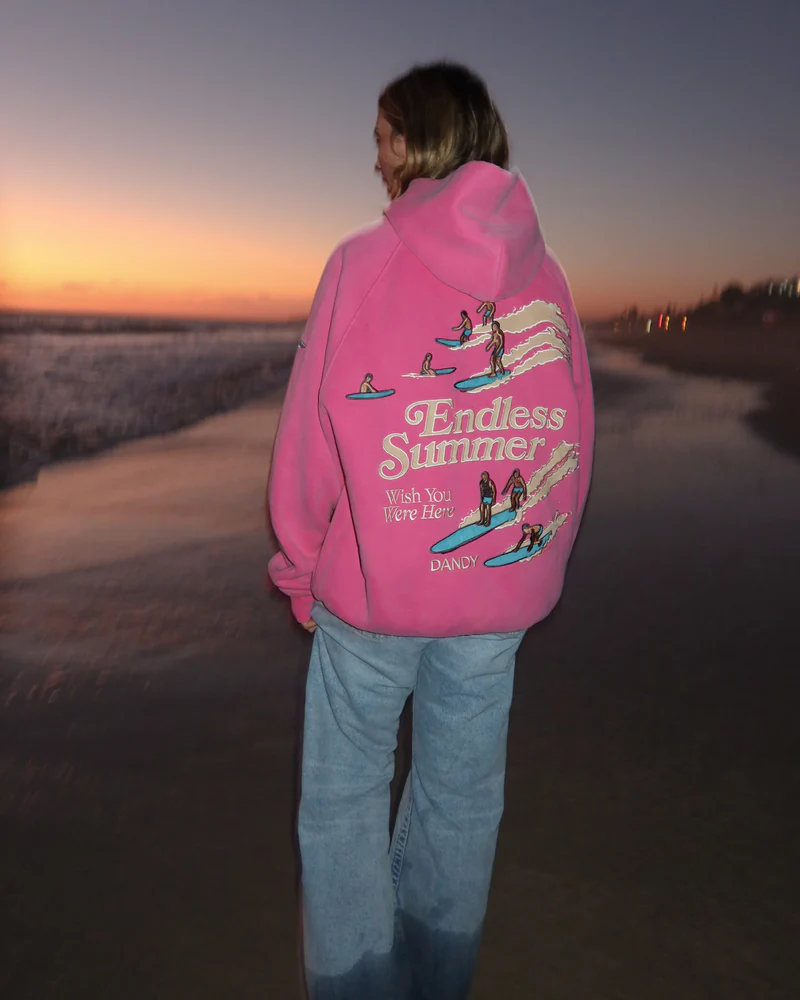 'Endless Summer' vintage washed pink hoodie