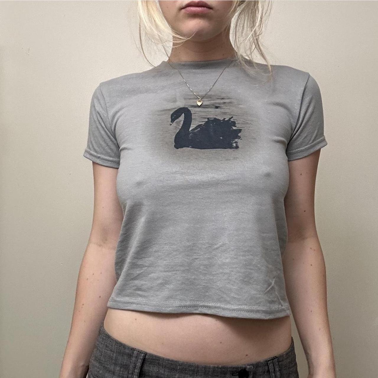Women's Grey and Black T-shirt