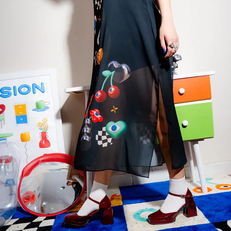 Fun Scheme See Through Dress
