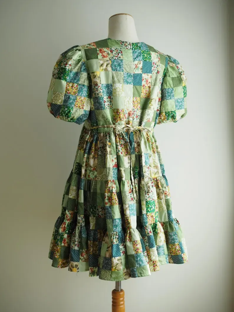 Floral Patchwork Babydoll Tiered Mini Dress