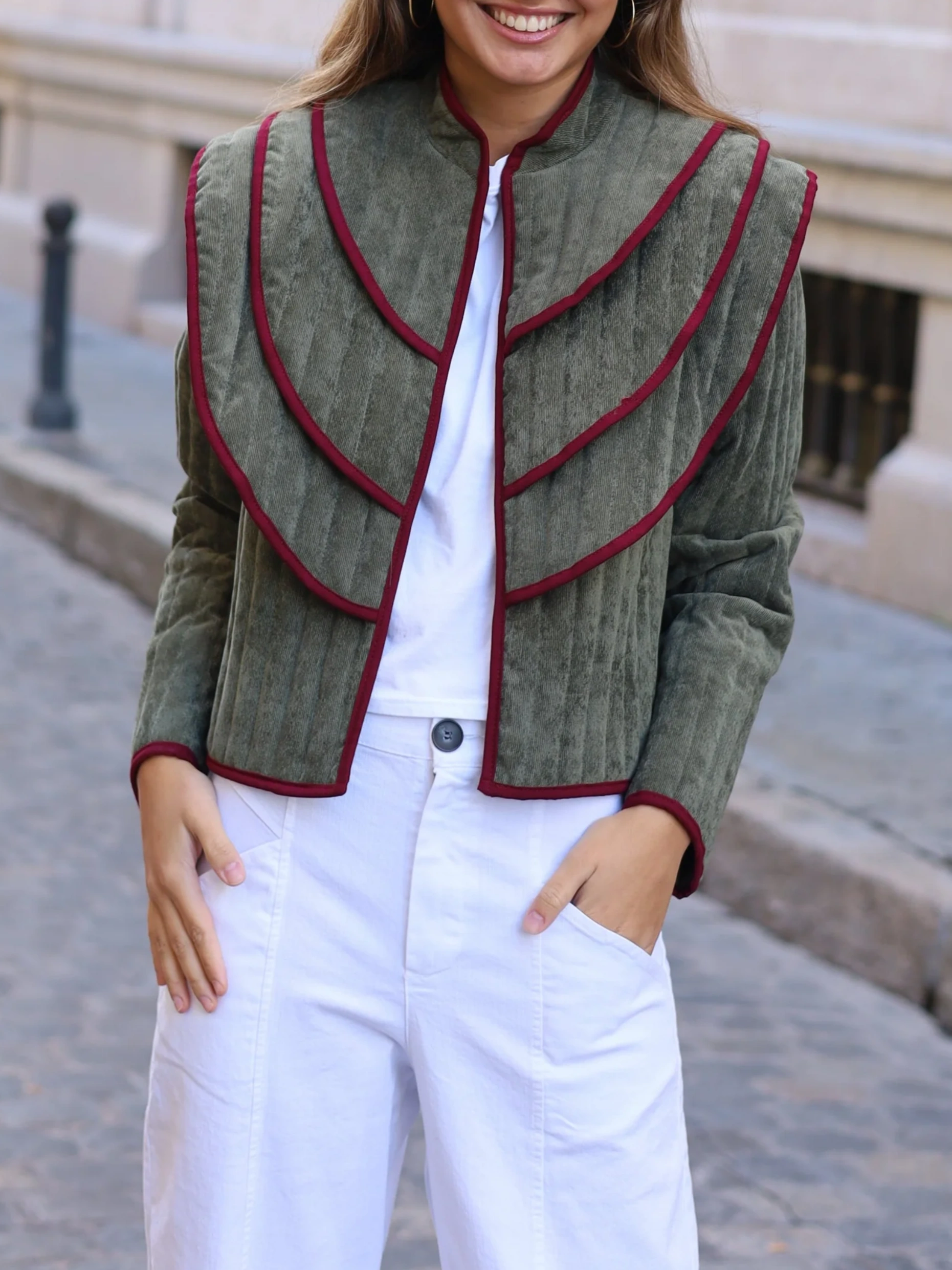 Classic Quilted-Collar Jacket