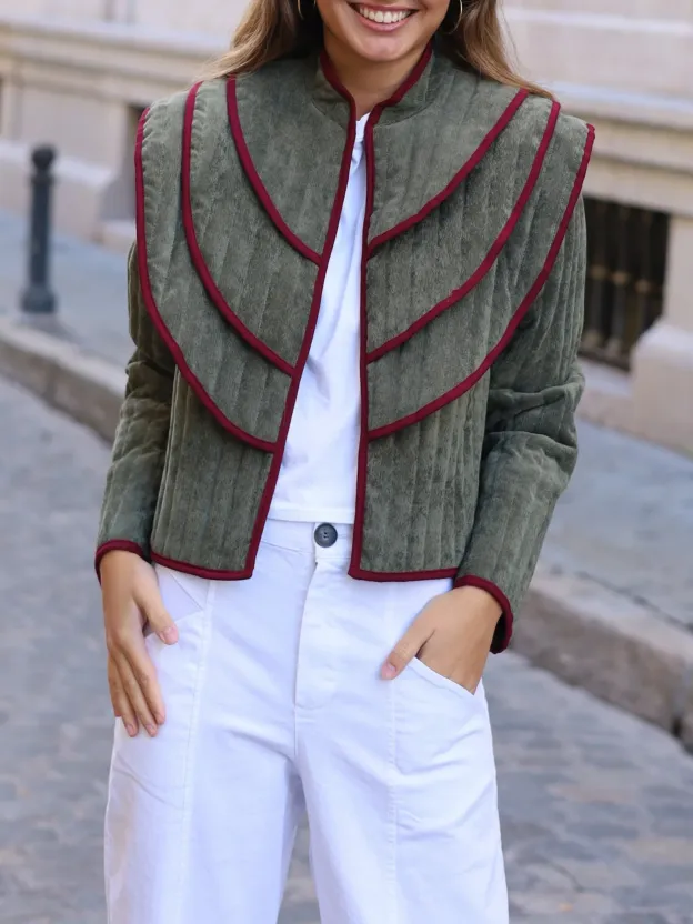 Classic Quilted-Collar Jacket