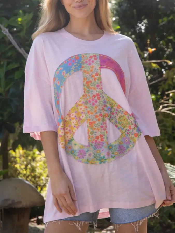 Oversized Cotton Applique Tee