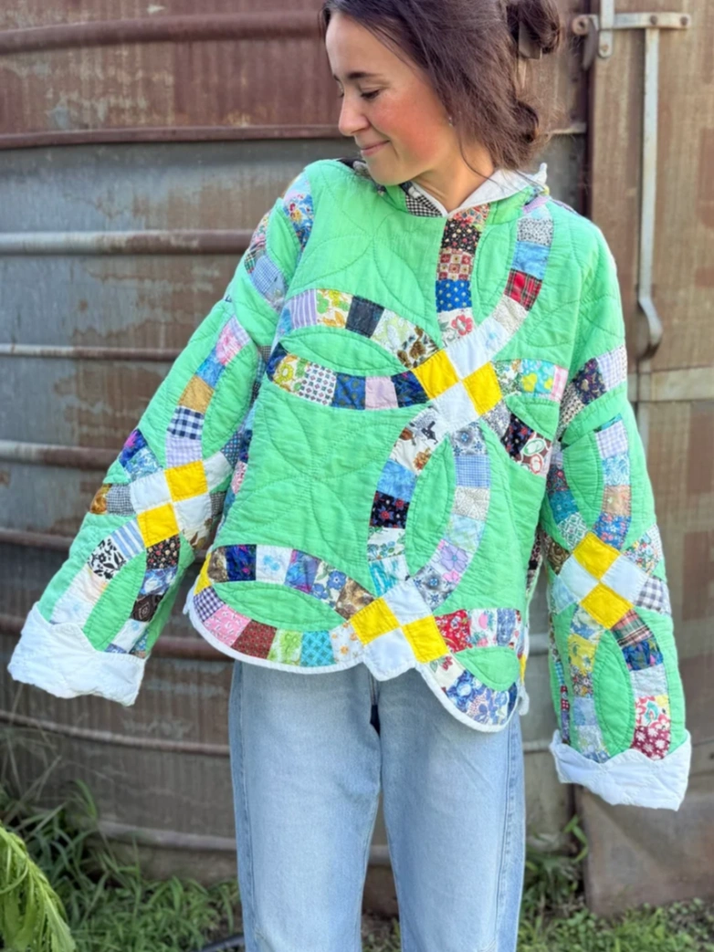 Green Wedding Ring Quilt Hoodie
