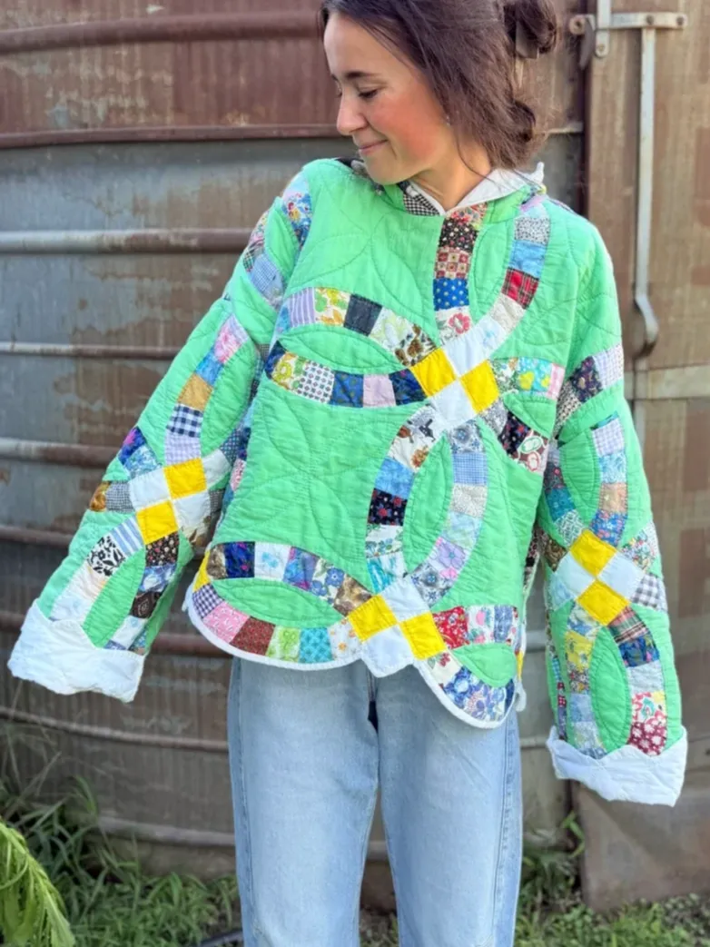 Green Wedding Ring Quilt Hoodie