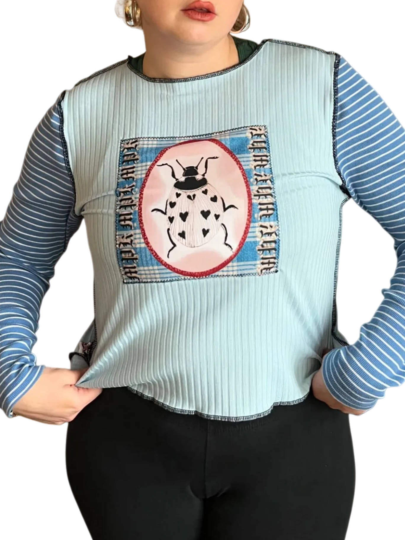 Printed long-sleeved top