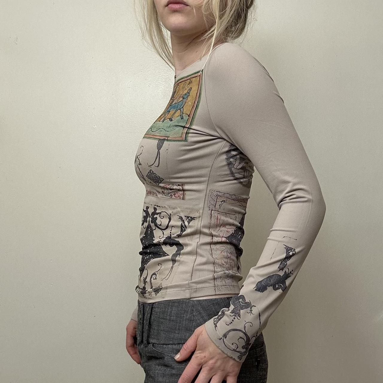 Women's Tan and Cream Blouse