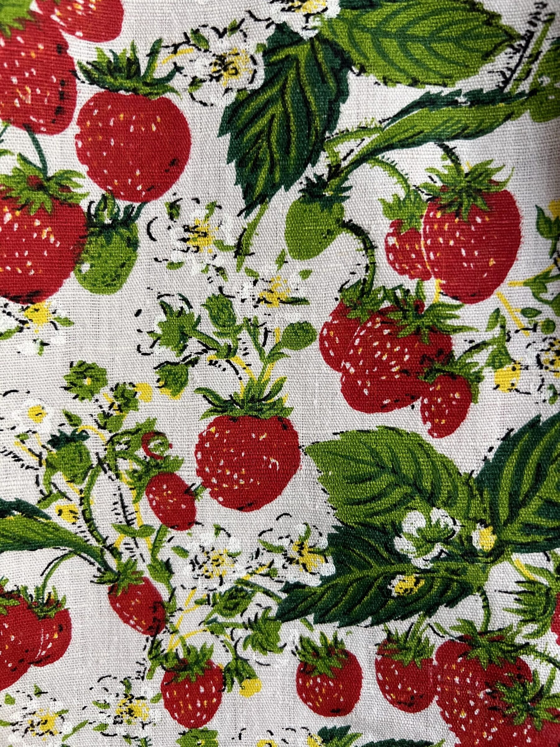 Strawberry Patchwork Cotton Linen Short Sleeve Shirt