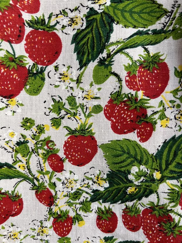 Strawberry Patchwork Cotton Linen Short Sleeve Shirt