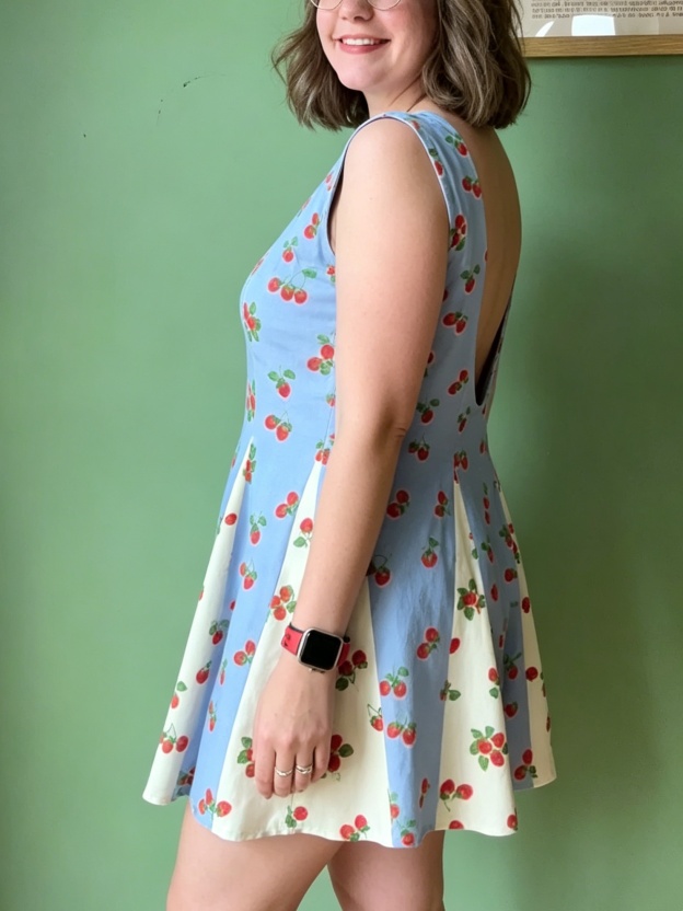 Women Sleeveless Strawberry Print Skort Dress