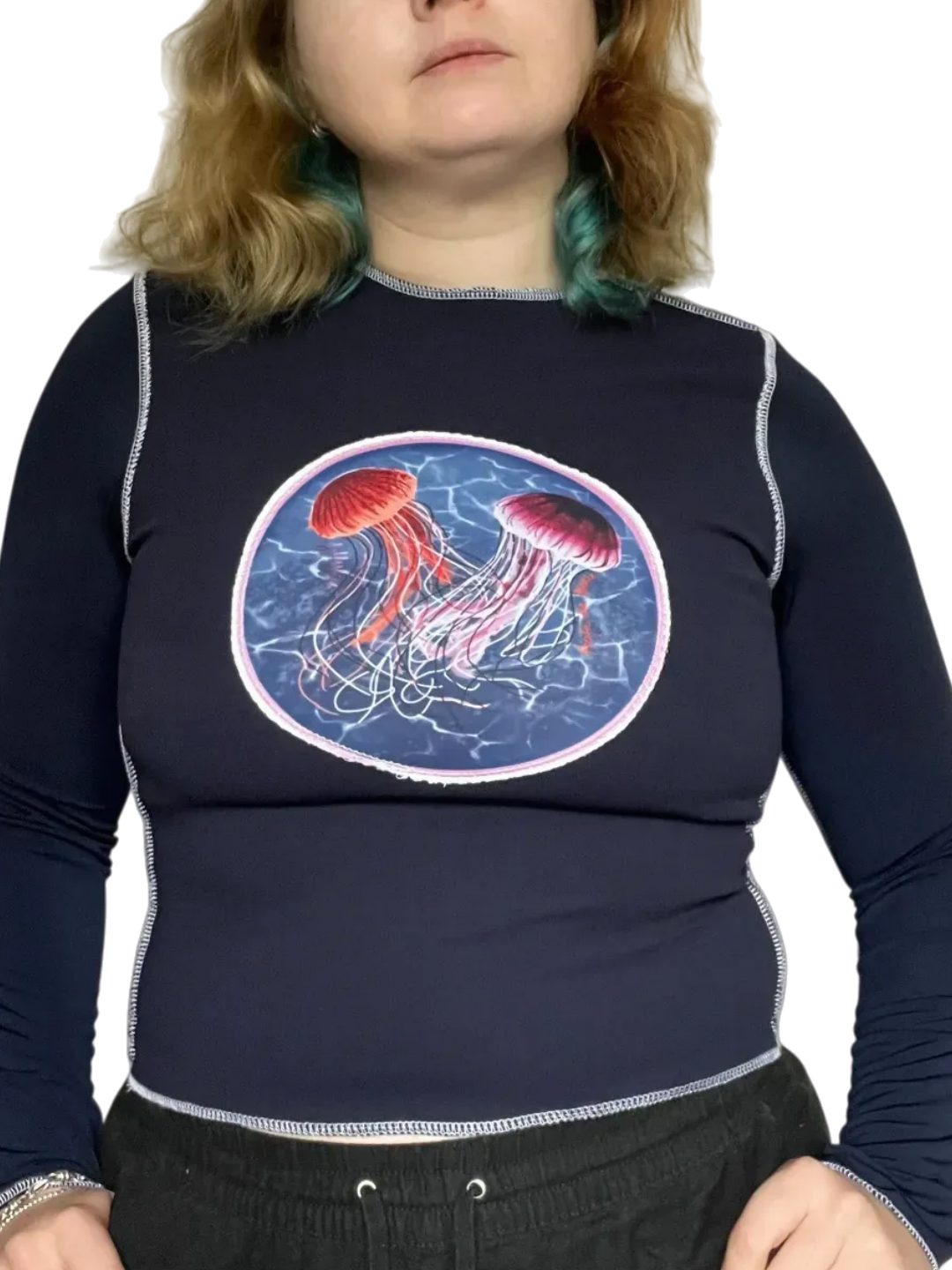 Printed long-sleeved top