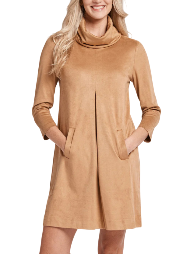 Turtleneck Faux Suede Dress