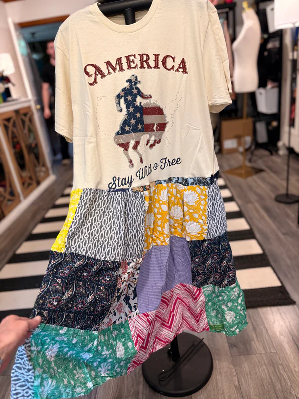 America Wild and Free Upcycled Patchwork Dress