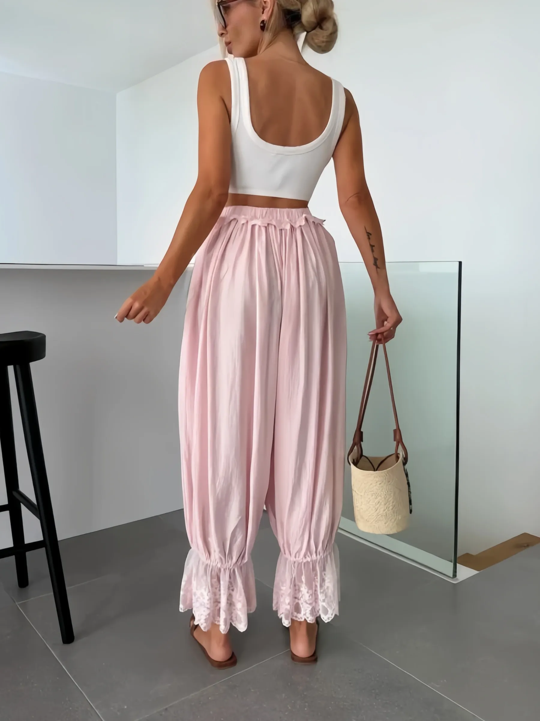 Glenys Cream Viscose Trousers