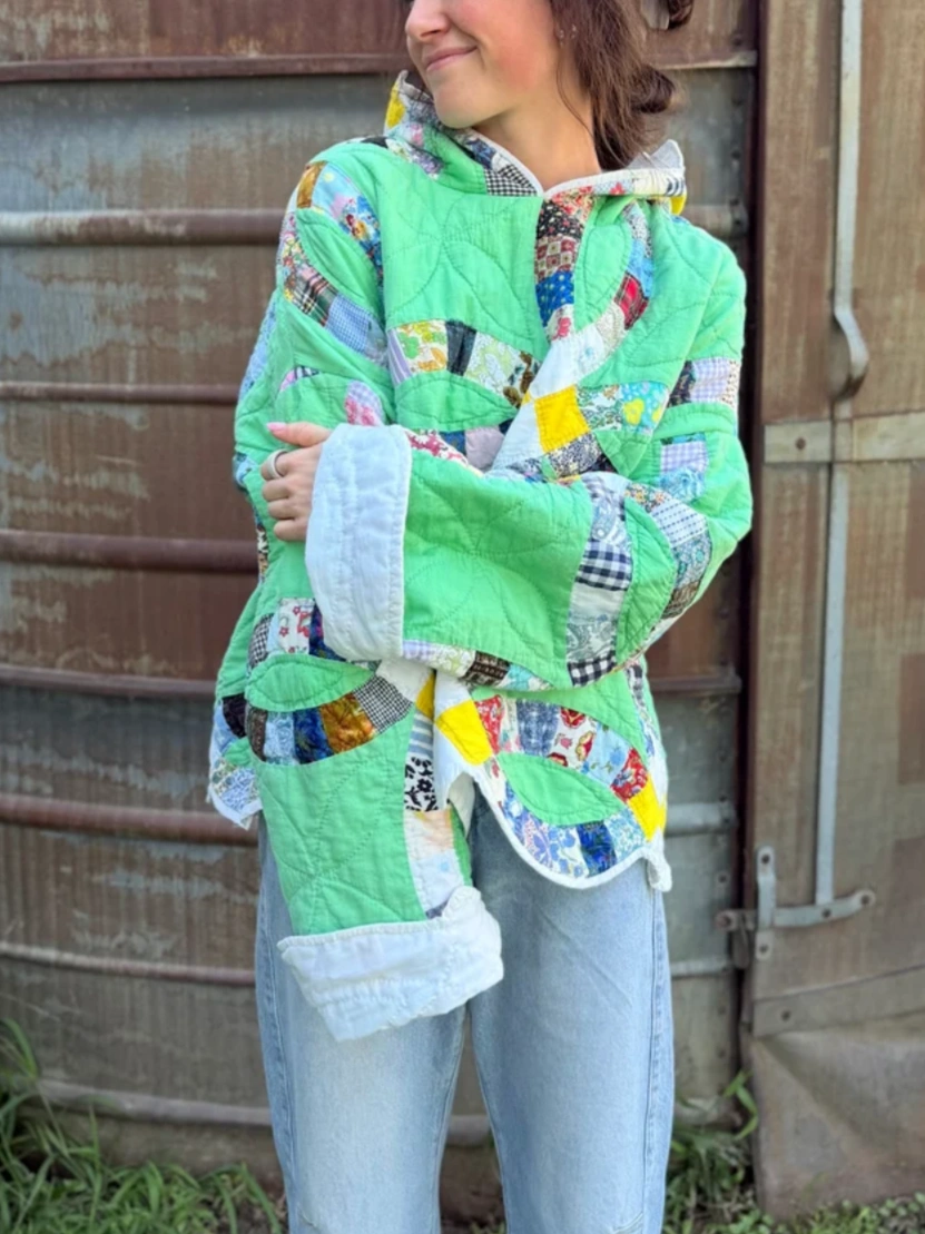 Green Wedding Ring Quilt Hoodie