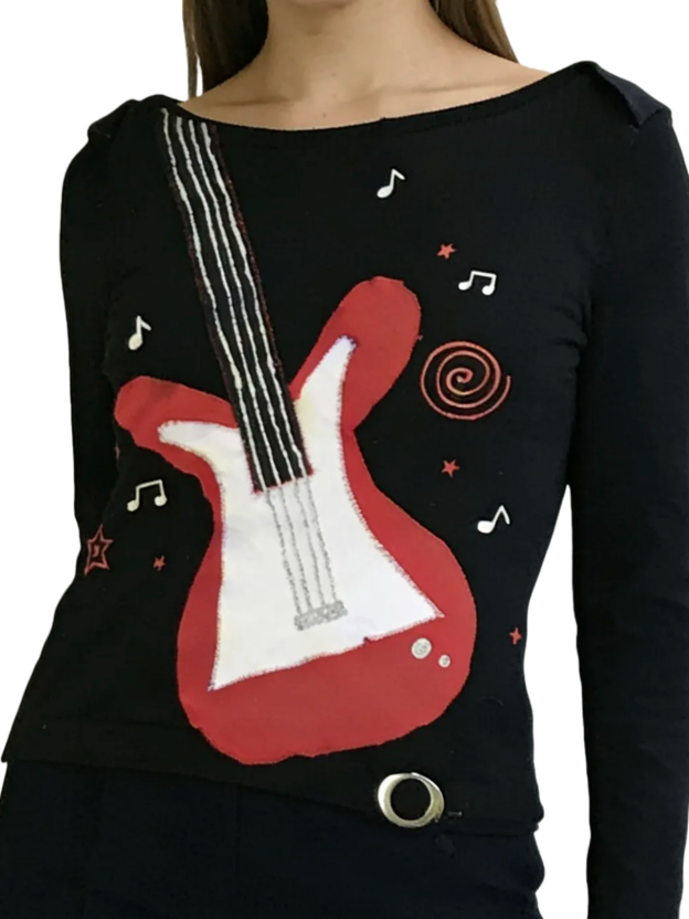 Printed long-sleeved top