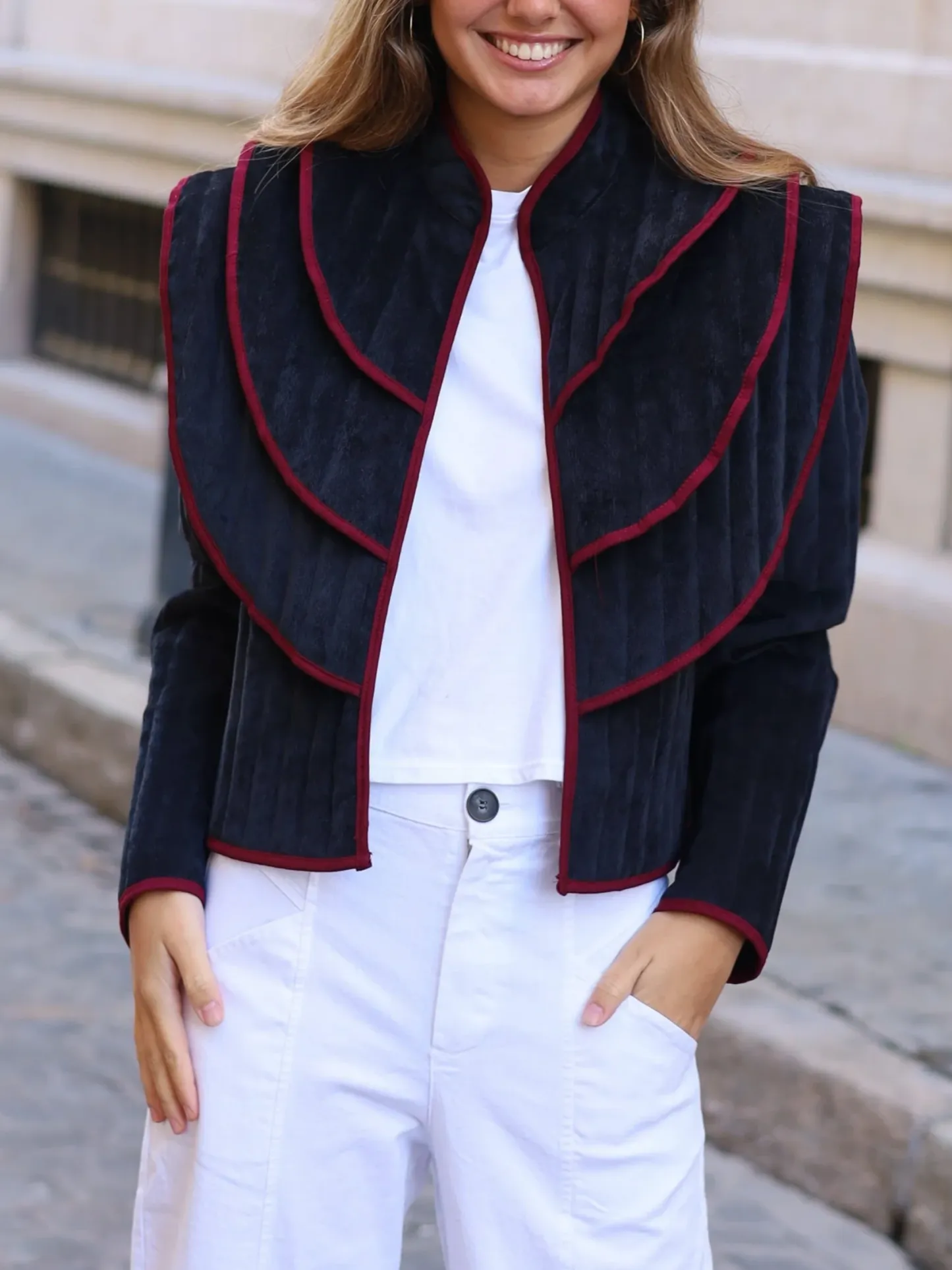 Classic Quilted-Collar Jacket