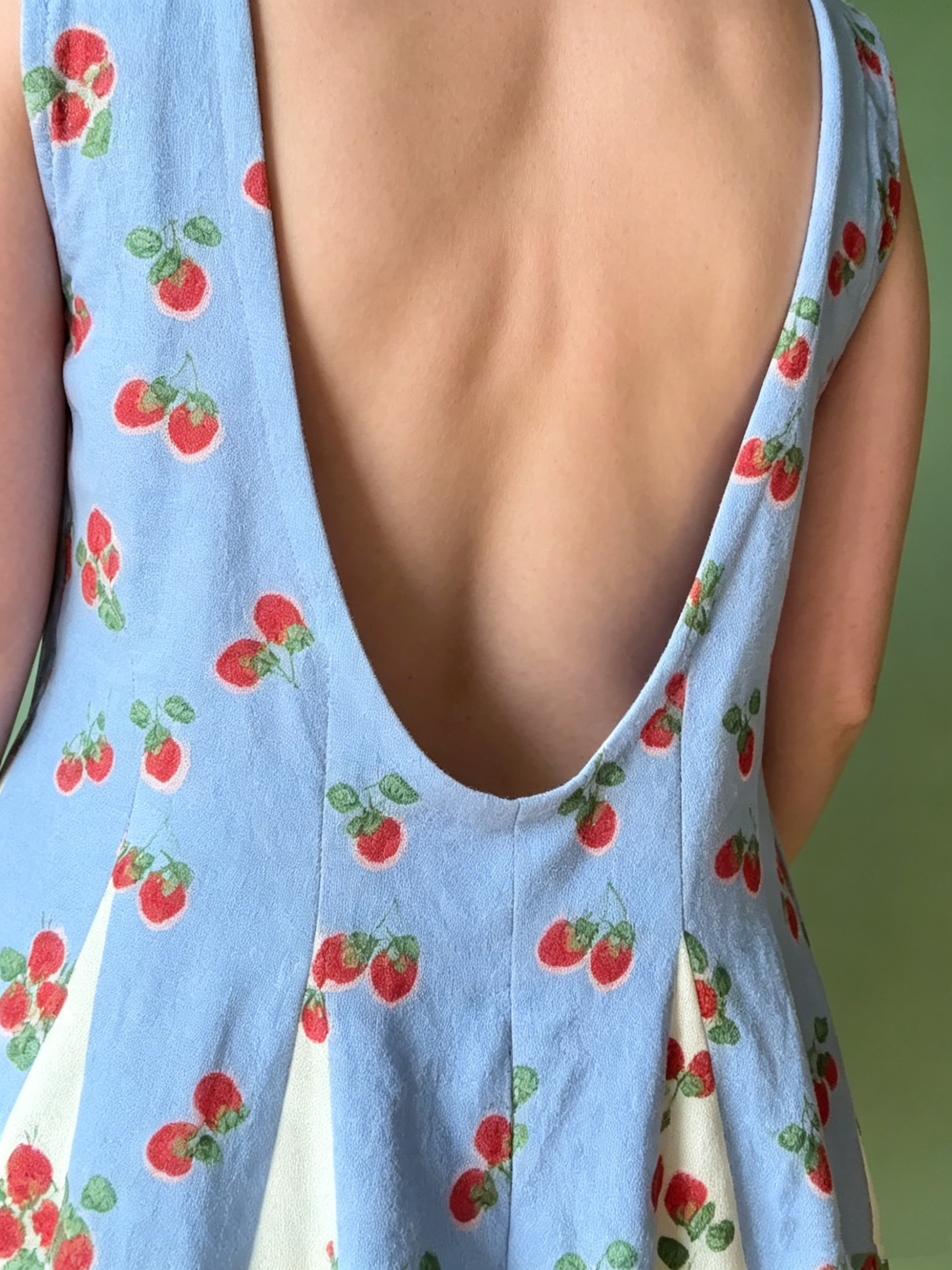 Women Sleeveless Strawberry Print Skort Dress