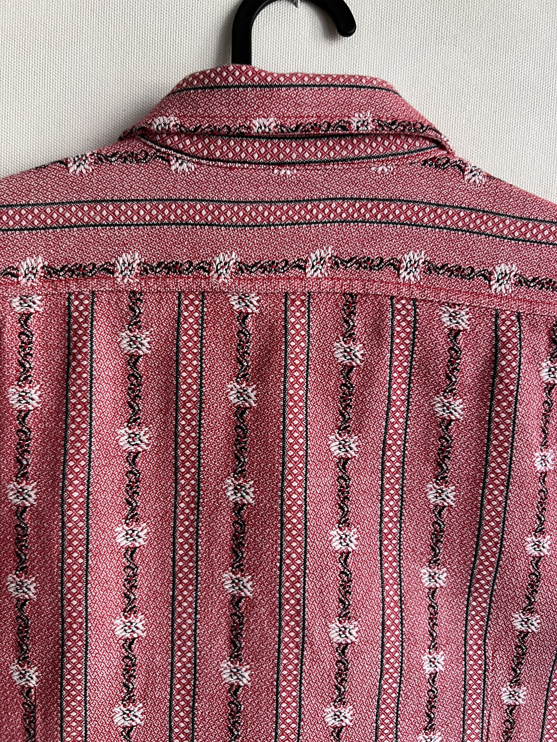 Strawberry Patchwork Cotton Linen Short Sleeve Shirt