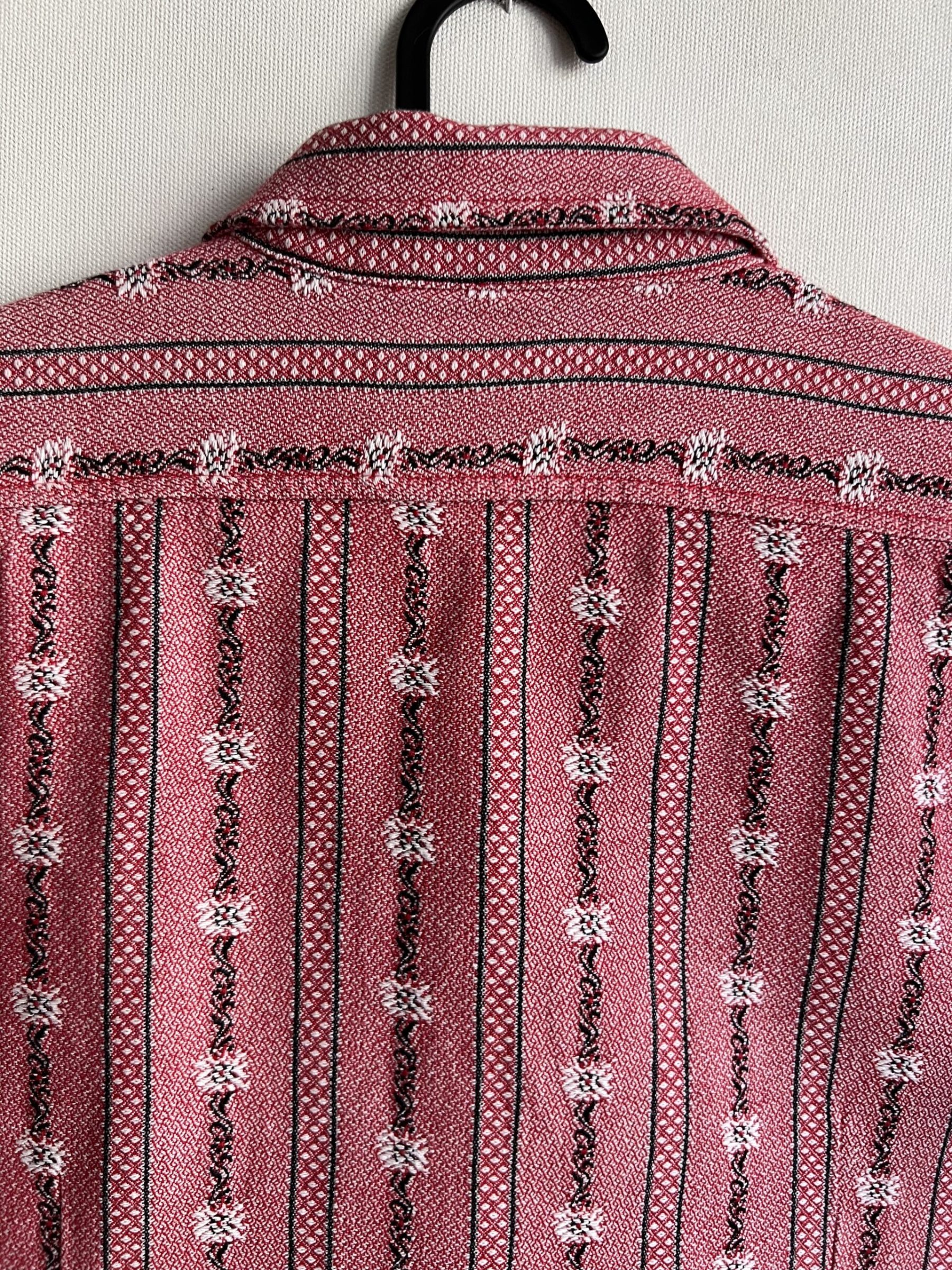 Strawberry Patchwork Cotton Linen Short Sleeve Shirt