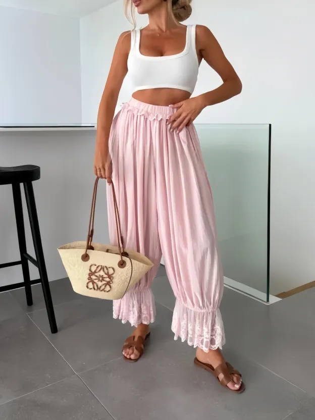 Glenys Cream Viscose Trousers