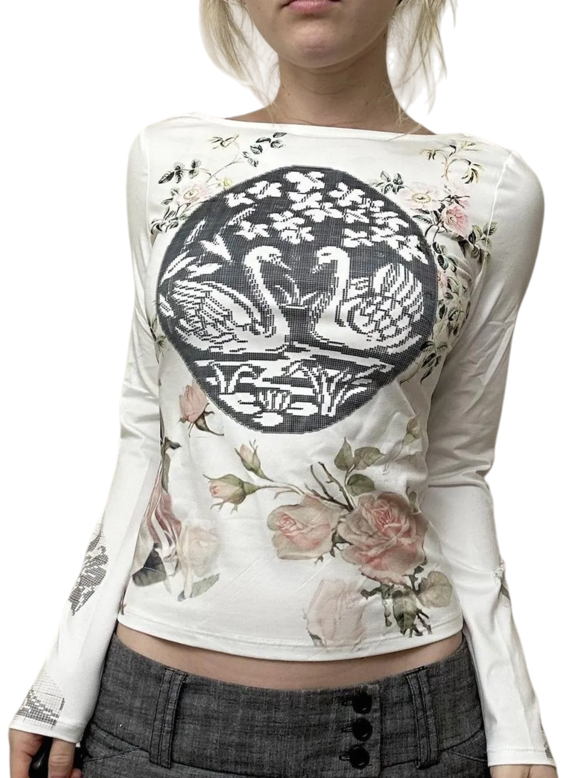 Printed long-sleeved top