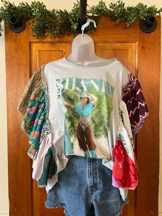 SHANIA patchwork ruffle tee