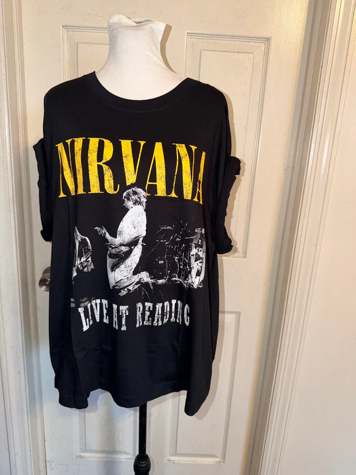 Nirvana Double Sided Oversized Distressed Tee
