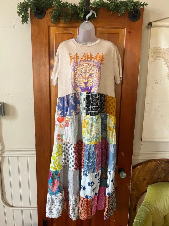 DEF LEPPARD patchwork maxi dress