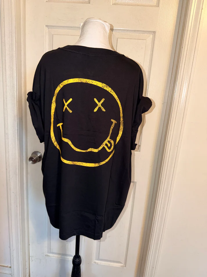 Nirvana Double Sided Oversized Distressed Tee